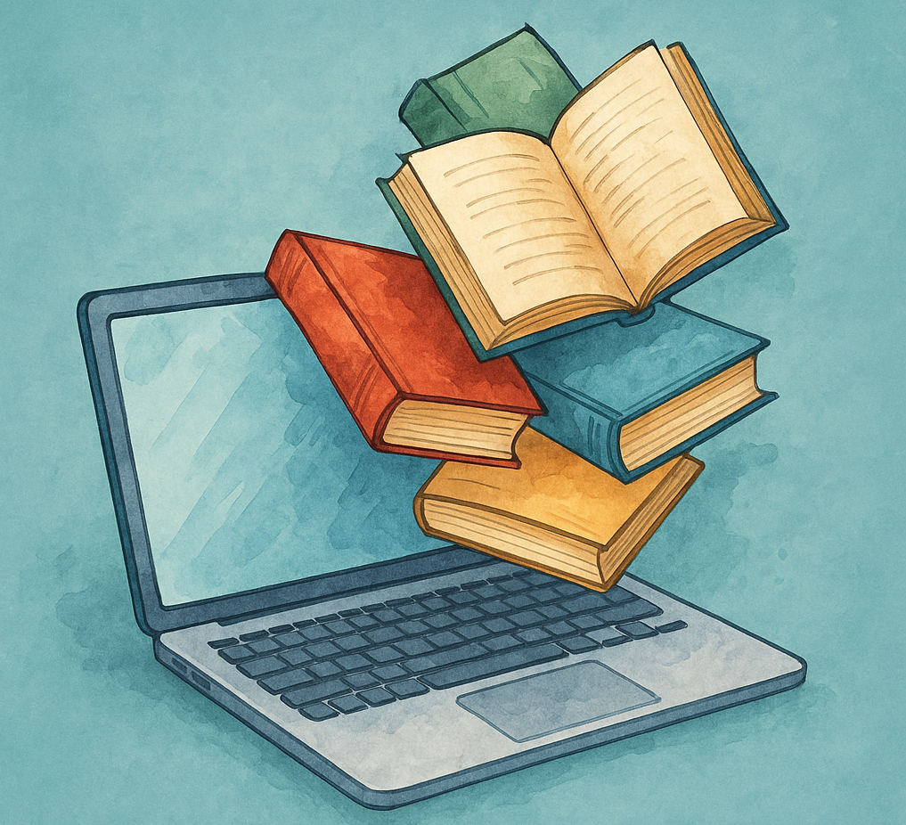 Aprendizajes para todos-computadora con libros